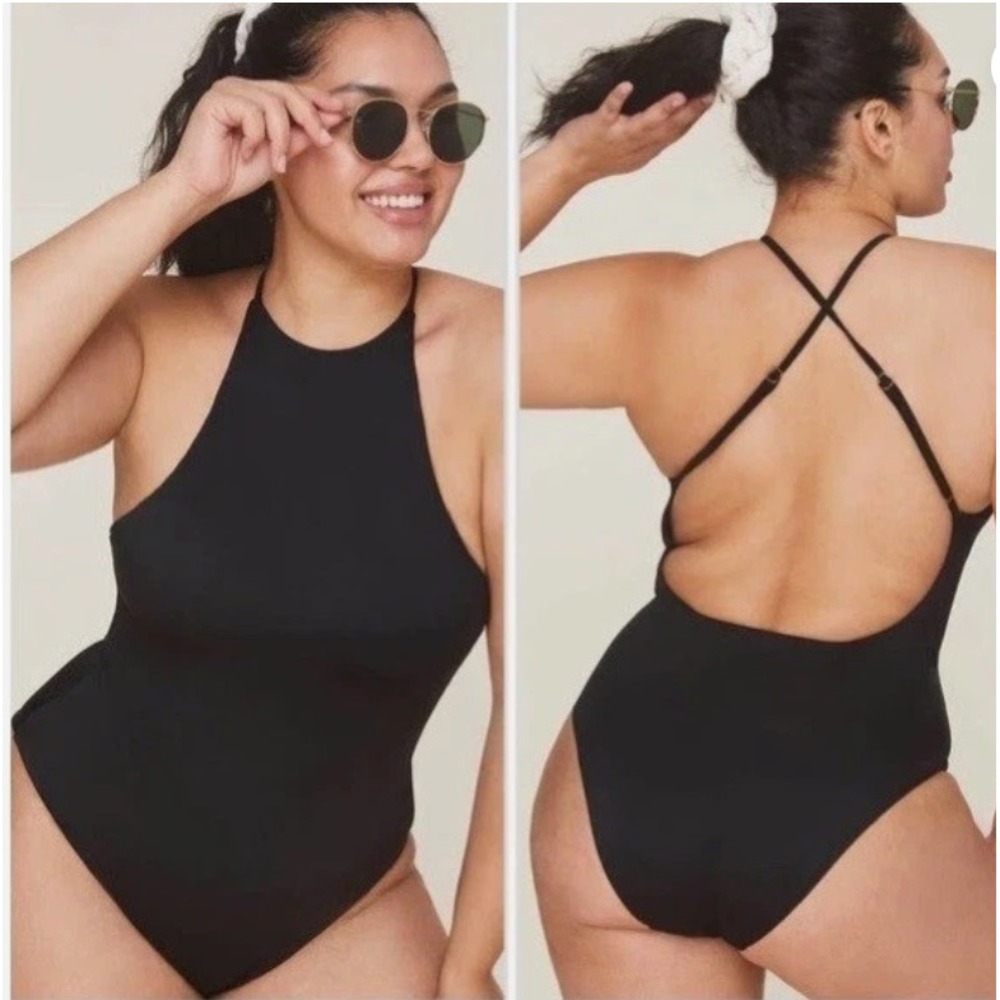 Andie Black High Neck One-Piece Swimsuit